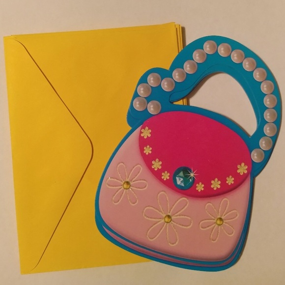 4/$15🌻set of 8 Purse Shaped Party Invitations - Picture 2 of 2